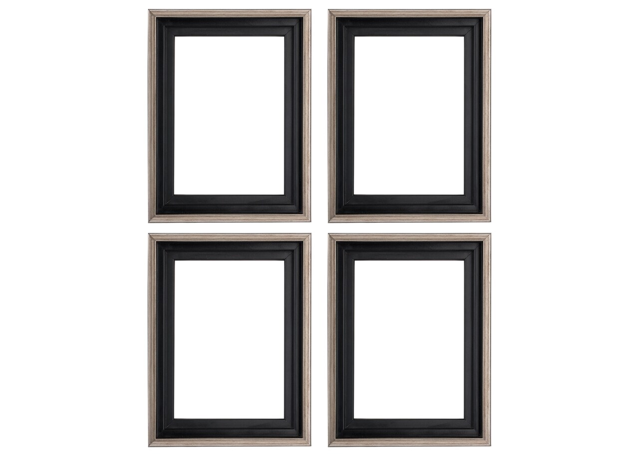 Creative Mark Illusions Floater Frame For 3/4" Deep Canvases -Antique Silver- Set of 4 - Ideal for Galleries & Home Decor - Wood Float Frame for Canvas Paintings- Complete Hanging Hardware